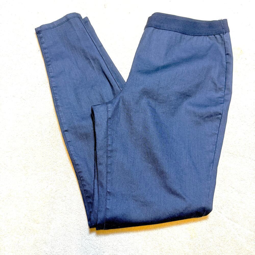 Eileen Fisher Slim Black Tapered Dress Pants Medium Pull On Organic Cotton NWOT
